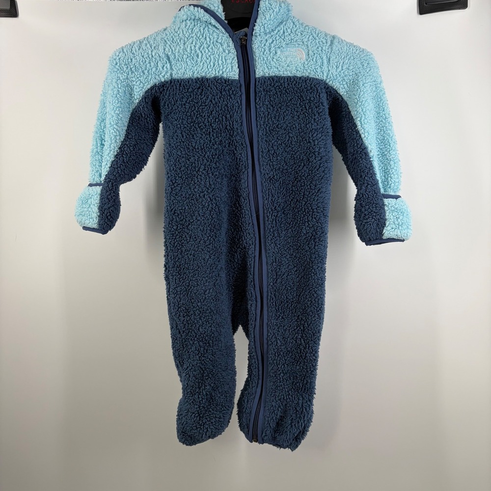 The North Face Baby Campshire Hooded Sherpa Fleece Bunting Blue 12-18M Bear Ears